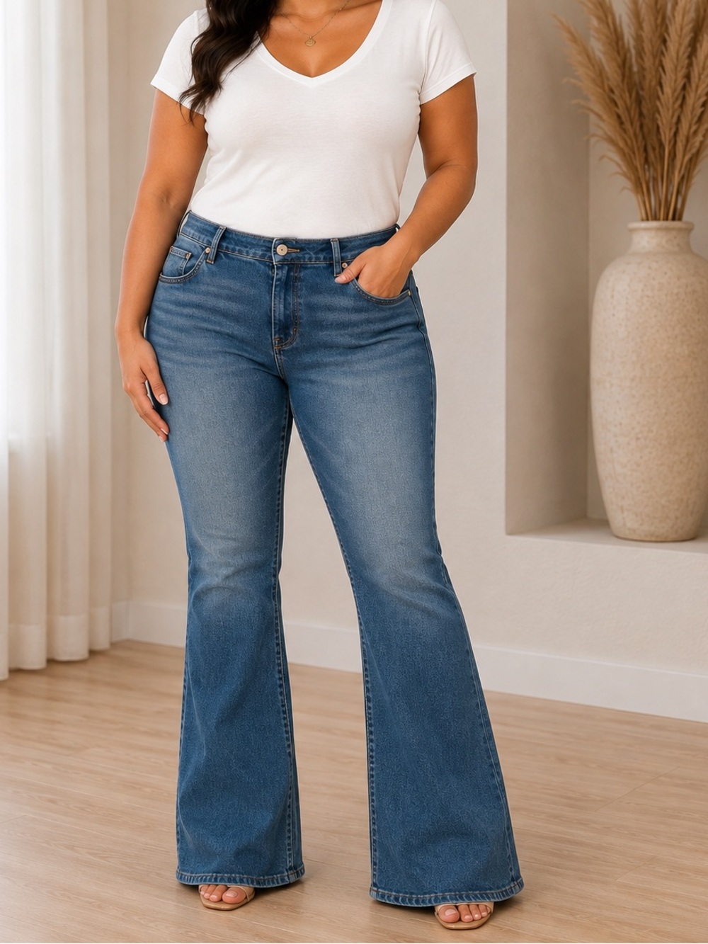 Fashion Nova Women's Light Blue Flare Jeans 31x30
